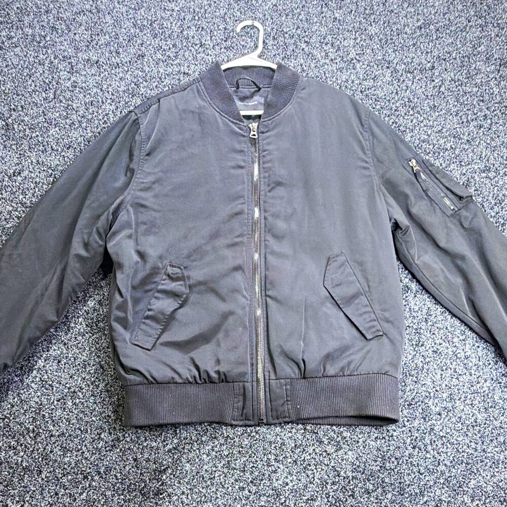 Cotton On Black Bomber Jacket Full Zip Lined Band Collar Men’s XL